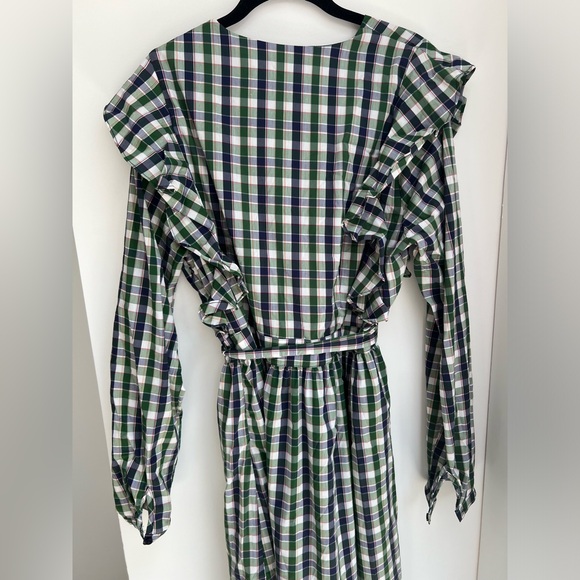 Glamorous size 12 tall plaid midi dress w/ long sleeves & ruffle details - Picture 4 of 6